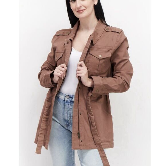 Market & Spruce Bambi Belted Cargo Utility Jacket Mauve Outdoor Casual Size S - Picture 2 of 12